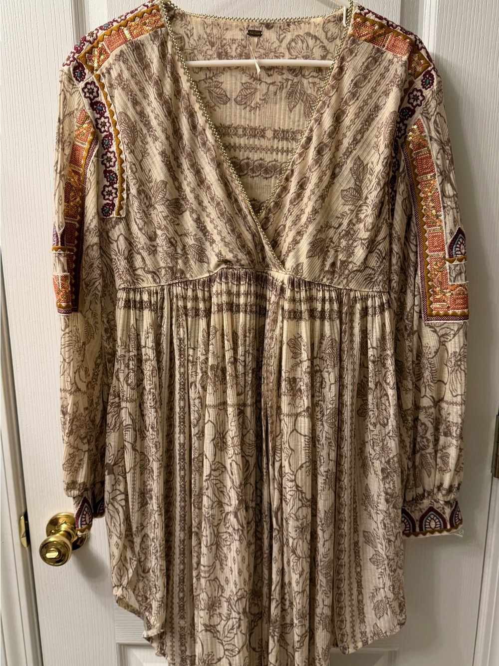 Free People City Limits Embroidered Boho Tunic Mini
